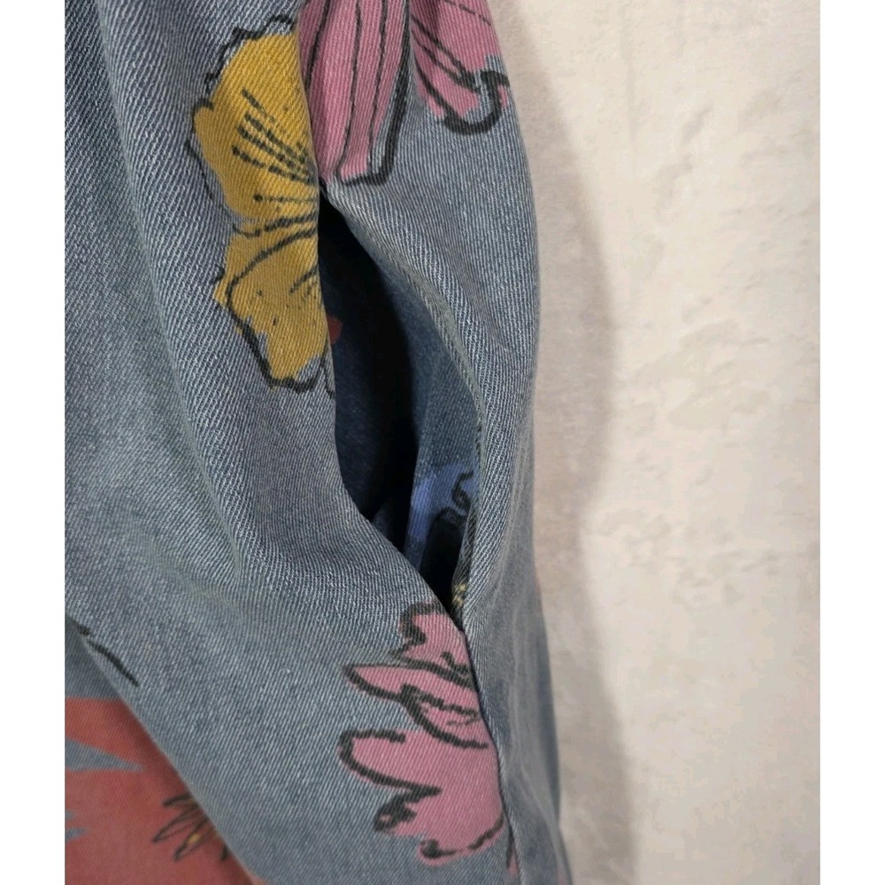 She + Sky Chambray Denim Floral Shirt Dress Button Front Tunic Boho Size L - Picture 9 of 10